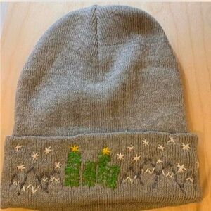 Hand embroidered winter scene beanie